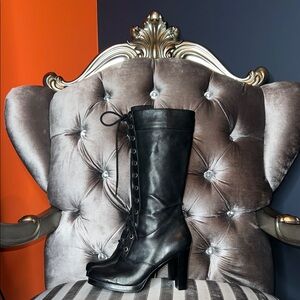 Kenneth Cole Tribeca Black Leather Lace-Up Platform Boots 🖤